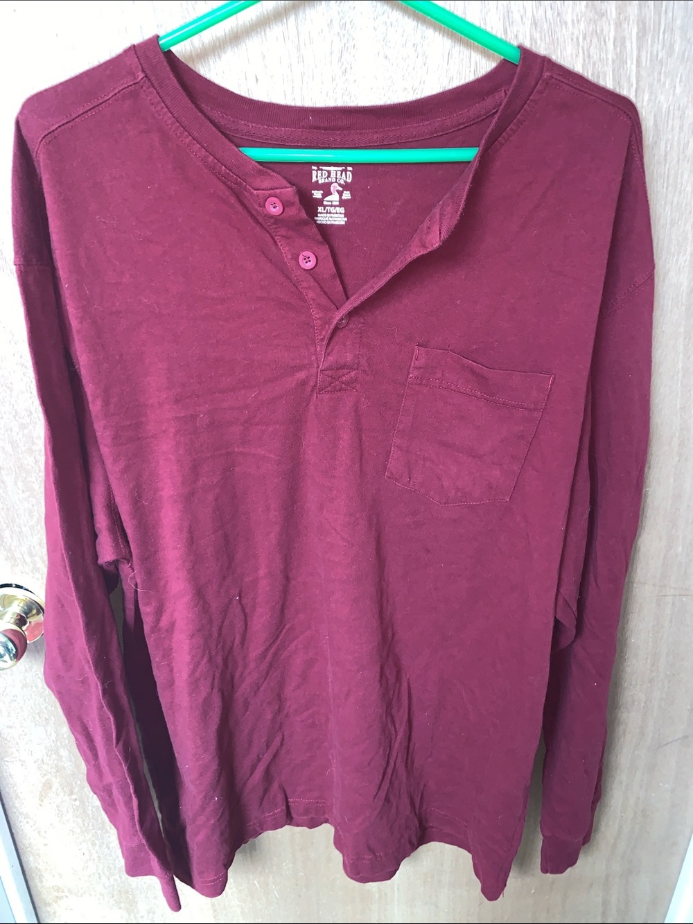 RedHead Men's Long Sleeve Henley in Burgundy